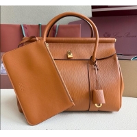 Super Quality Loro Piana Loom Top Handle bag L32 in Textured Calfskin Leather 0925 Brown 2025