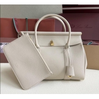 Well Crafted Loro Piana Loom Top Handle bag L32 in Grained Calfskin Leather 0925 Light Beige 2025