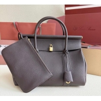 Spot Bulk Loro Piana Loom Top Handle bag L32 in Grained Calfskin Leather 0925 Coffee Brown 2025