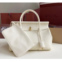 Grade Design Loro Piana Loom Top Handle bag L32 in Grained Calfskin Leather 0925 New White 2025