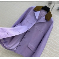 Famous Brand Gucci Sheepskin Jacket 0717 Purple 2025