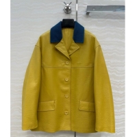 Luxury Discount Gucci Sheepskin Jacket 0717 Yellow 2025