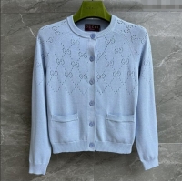 Shop Inexpensive Gucci Knit Cardigan G072404 Light Blue 2025