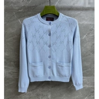 Shop Inexpensive Gucci Knit Cardigan G072404 Light Blue 2025