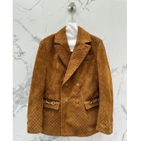 Grade Discount Gucci GG Suede Leather Jacket G072505 Brown 2025