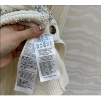 Top Grade Gucci Wool Cashmere Cardigan with Pearls and Strass Charm 0729 White 2025