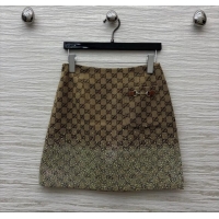 Big Discount Gucci GG Skirt with Crystals G82137 Brown 2025