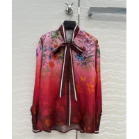 Reasonable Price Gucci Printed Silk Shirt G090106 Pink/Red 2025
