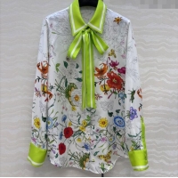 Best Quality Gucci Printed Silk Shirt G090107 Pink/Green 2025