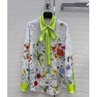 Best Quality Gucci Printed Silk Shirt G090107 Pink/Green 2025