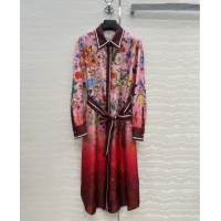 Unique Discount Gucci Printed Silk Dress G0902226 Pink/Red 2025