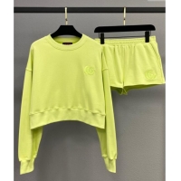 New Release Creation Gucci Sweatshirt and Shorts Set GG091905 Neon Green 2025