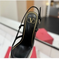 Grade Quality Valentino VLogo Signature Slingback Pumps 8cm in PVC and Calfskin Black VA082105