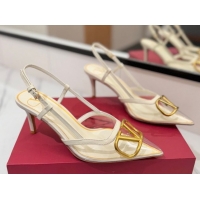 Top Grade Valentino VLogo Signature Slingback Pumps 8cm in PVC and Calfskin White 2025 VA082105