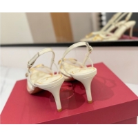 Top Grade Valentino VLogo Signature Slingback Pumps 8cm in PVC and Calfskin White 2025 VA082105