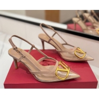 Best Grade Valentino VLogo Signature Slingback Pumps 8cm in PVC and Calfskin Nude 2025 VA082105