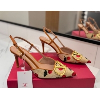 Unique Style Valentino VLogo Signature Cherryfic Slingback Pumps 8cm in Raffia Straw 0821054