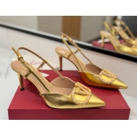 Sumptuous Valentino VLogo Signature Slingback Pumps 8cm in Calfskin with Strass Gold 2025 VA082109