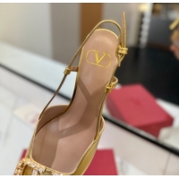 Sumptuous Valentino VLogo Signature Slingback Pumps 8cm in Calfskin with Strass Gold 2025 VA082109