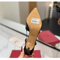 Buy Luxury Valentino VLogo Signature Slingback Pumps 8cm in Calfskin with Strass Black/Grey 2025 VA082109