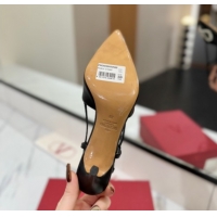 Good Quality Valentino VLogo Signature Slingback Pumps 8cm in Calfskin with Strass Black/Silver 2025 VA082109