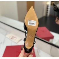 Shop Cheap Valentino VLogo Signature Slingback Pumps 4.5cm in Calfskin with Strass Black/Grey 2025 VA082109