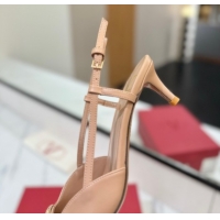 Top Design Valentino VLogo Signature Slingback Pumps 4.5cm in Calfskin with Strass Pale Pink VA082109