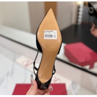 Duplicate Valentino VLogo Signature Slingback Pumps 4.5cm in Velvet Black 2025 VA082109