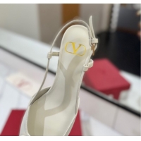 Big Discount Valentino VLogo Signature Slingback Pumps 4.5cm in Matte Calfskin All White 2025 VA082110