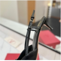Grade Valentino VLogo Signature Slingback Pumps 4.5cm in Matte Calfskin All Black 2025 VA082110