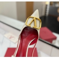 Hot Style Valentino VLogo Signature Slingback Pumps 4.5cm in Matte Calfskin White/Gold 2025 VA082110
