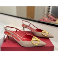 Discount Valentino VLogo Signature Slingback Pumps 4.5cm in Matte Calfskin Dusty Beige 2025 VA082110
