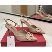 Charming Valentino VLogo Signature Slingback Pumps 8cm in Matte Calfskin Dusty Nude 2025 VA082110