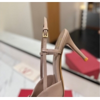 Charming Valentino VLogo Signature Slingback Pumps 8cm in Matte Calfskin Dusty Nude 2025 VA082110