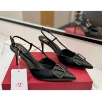 Best Price Valentino VLogo Signature Slingback Pumps 8cm in Matte Calfskin All Black VA082110