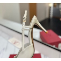 Good Quality Valentino VLogo Signature Slingback Pumps 8cm in Matte Calfskin All White 2025 VA082110