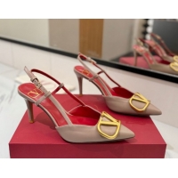 Perfect Valentino VLogo Signature Slingback Pumps 8cm in Matte Calfskin Dusty Beige 2025 VA082110