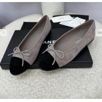 Promotional Chanel CC 25A Ballet Flat In Suede Leather CH1023 Dark Grey/Black 2025