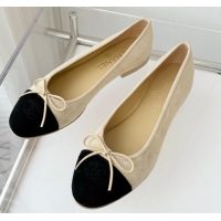 ​Good Taste Chanel CC Ballet Flat With Bow Pastel Suede CH1023 Yellow/Black