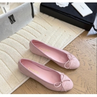 ​Classic Specials Chanel CC 25C Ballet Flat With Bow Suede/Calfskin CH1023 Pink