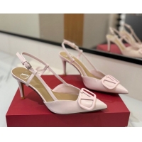 Stylish Valentino VLogo Signature Slingback Pumps 8cm in Patent Calfskin Light Pink VA082111