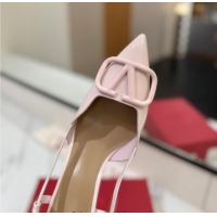 Stylish Valentino VLogo Signature Slingback Pumps 8cm in Patent Calfskin Light Pink VA082111
