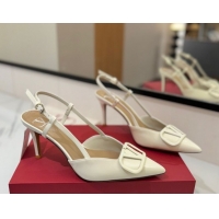 Buy Discount Valentino VLogo Signature Slingback Pumps 8cm in Patent Calfskin White 2025 VA082111