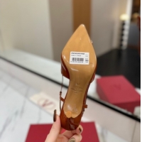 Buy Luxury Valentino VLogo Signature Slingback Pumps 8cm in Patent Calfskin Brown VA082111