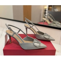Most Popular Valentino VLogo Signature Slingback Pumps 8cm in Patent Calfskin Grey VA082111