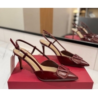 Sumptuous Valentino VLogo Signature Slingback Pumps 8cm in Patent Calfskin Dark Burgundy VA082111
