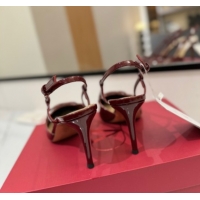 Sumptuous Valentino VLogo Signature Slingback Pumps 8cm in Patent Calfskin Dark Burgundy VA082111