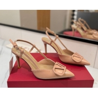 Best Price Valentino VLogo Signature Slingback Pumps 8cm in Patent Calfskin Pale Pink 2025 VA082111