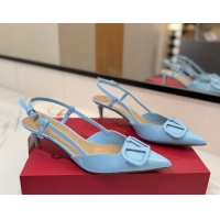 Unique Style Valentino VLogo Signature Slingback Pumps 4.5cm in Patent Calfskin Light Blue 2025 VA082111