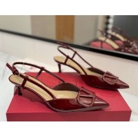 Luxury Valentino VLogo Signature Slingback Pumps 4.5cm in Patent Calfskin Dark Burgundy 2025 VA082111